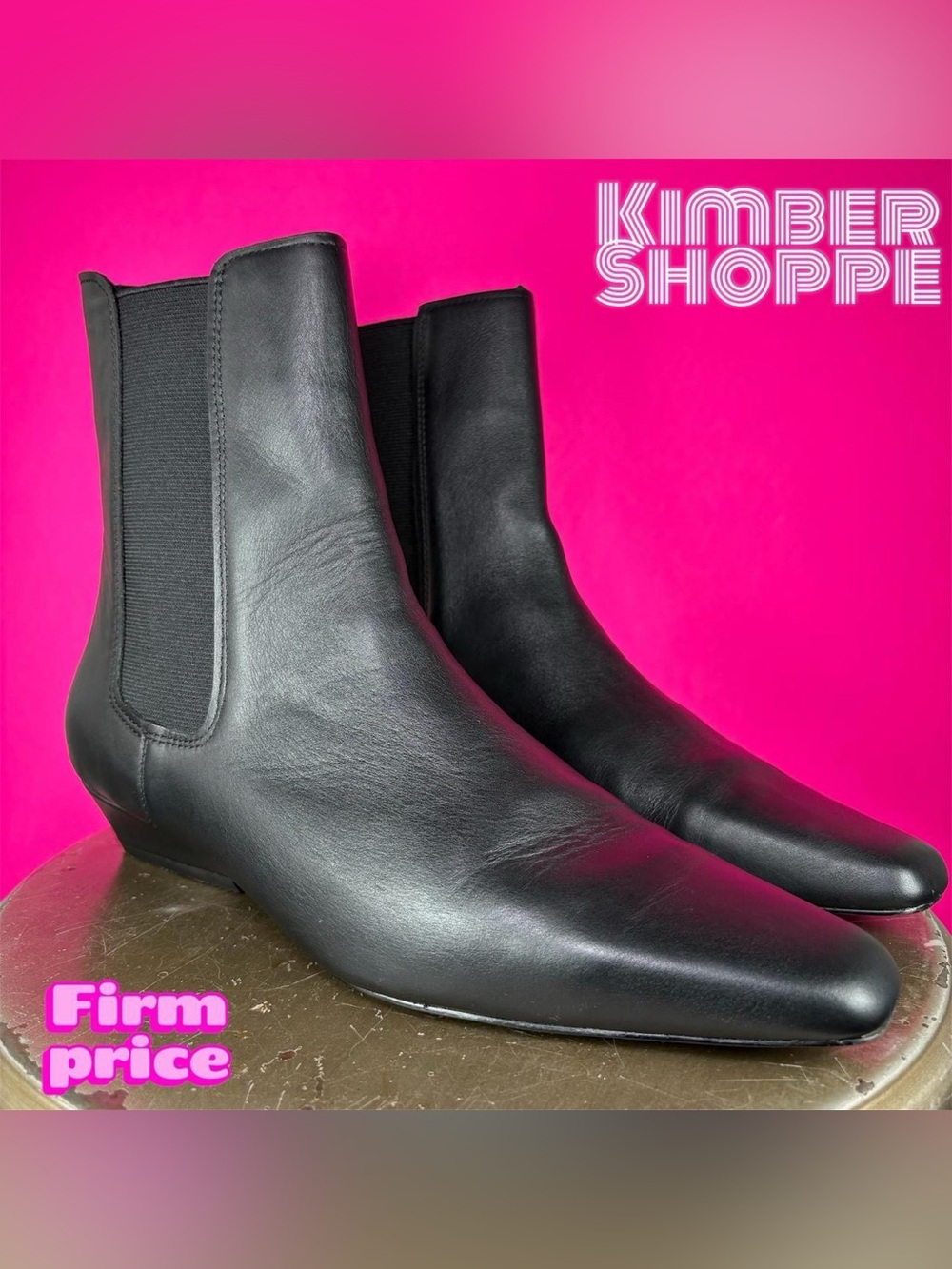 Steve Madden Vanesa Black Leather Pointed Square Toe Chelsea Boot US 8.5